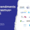 Graphic with dark blue background on the left and white background on the right. Large text reads ‘Joint amendments to the Erasmus+ proposal’. Smaller text below reads '18 February 2026’. On the right side, logos of multiple European higher education and student organisations are displayed, including associations of universities, student unions, and university networks, indicating a joint call for adequate funding of the Erasmus+ programme.